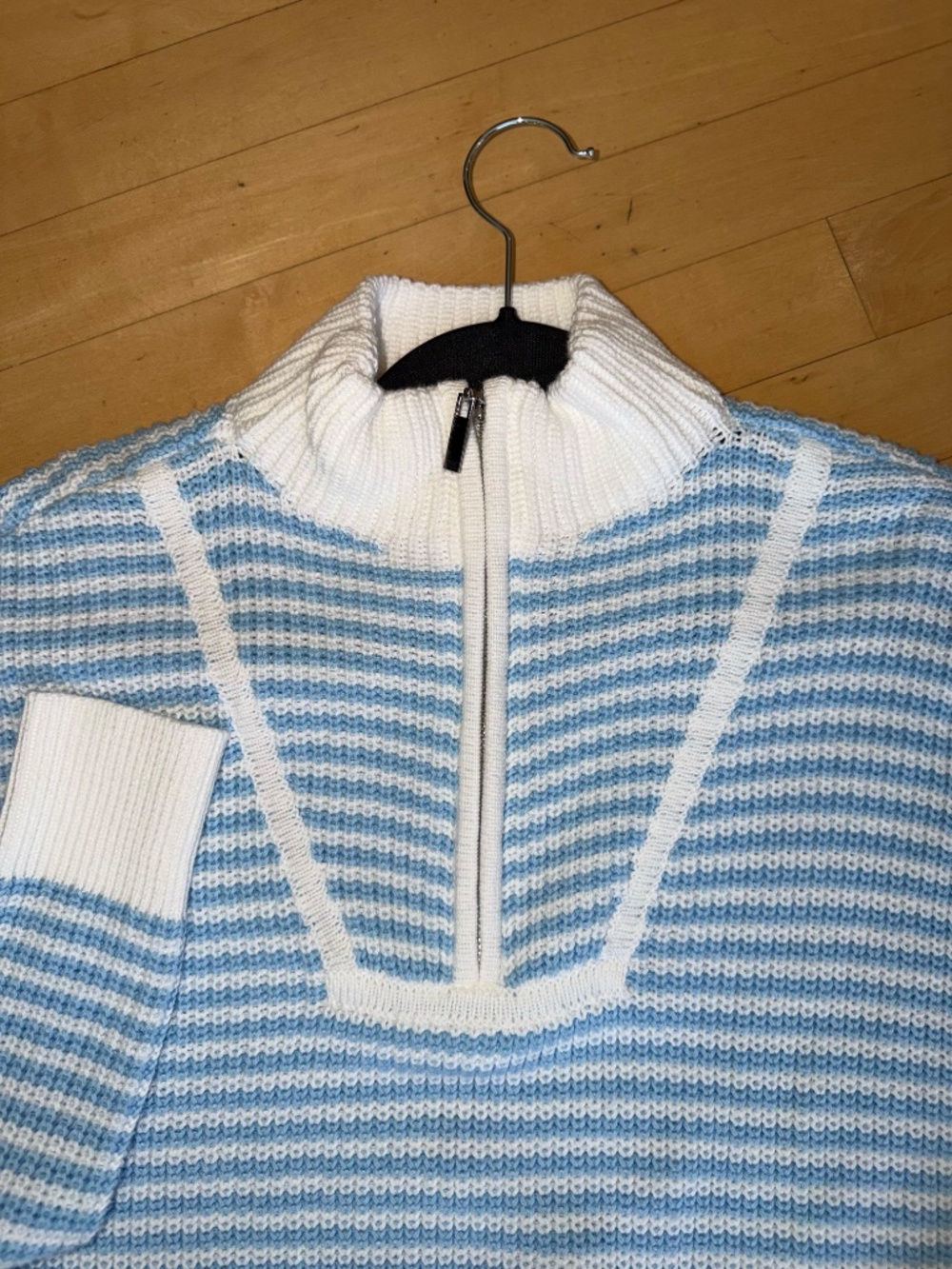 J. Society Blue/white stripe 1/2 zip sweater, M,  CB2618 - Picture 5 of 6